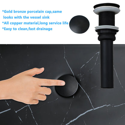 Black Rectangle Marble Bathroom Vessel Sink