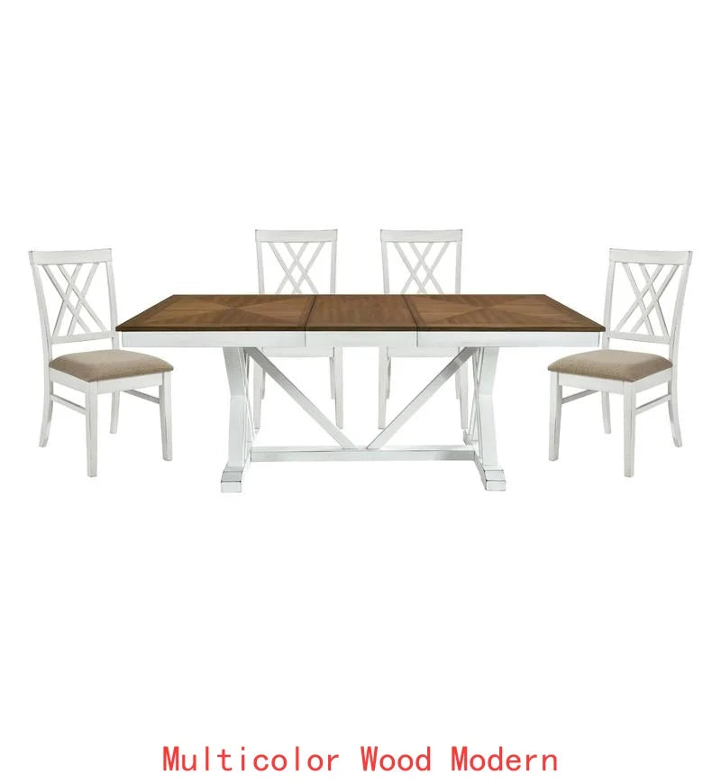 7pc Dining Set with Leaf & Side Chairs