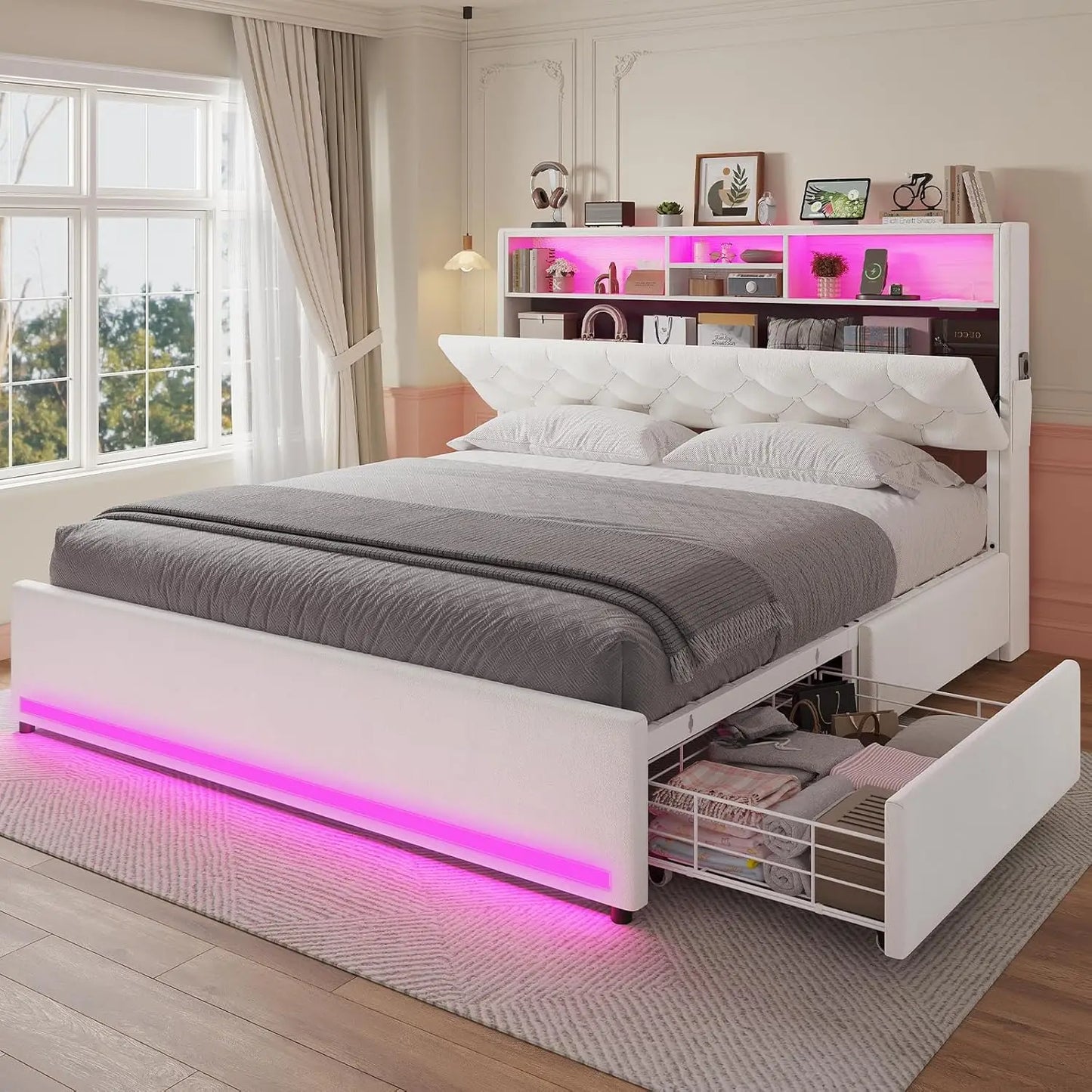 Modern Velvet Platform Bed