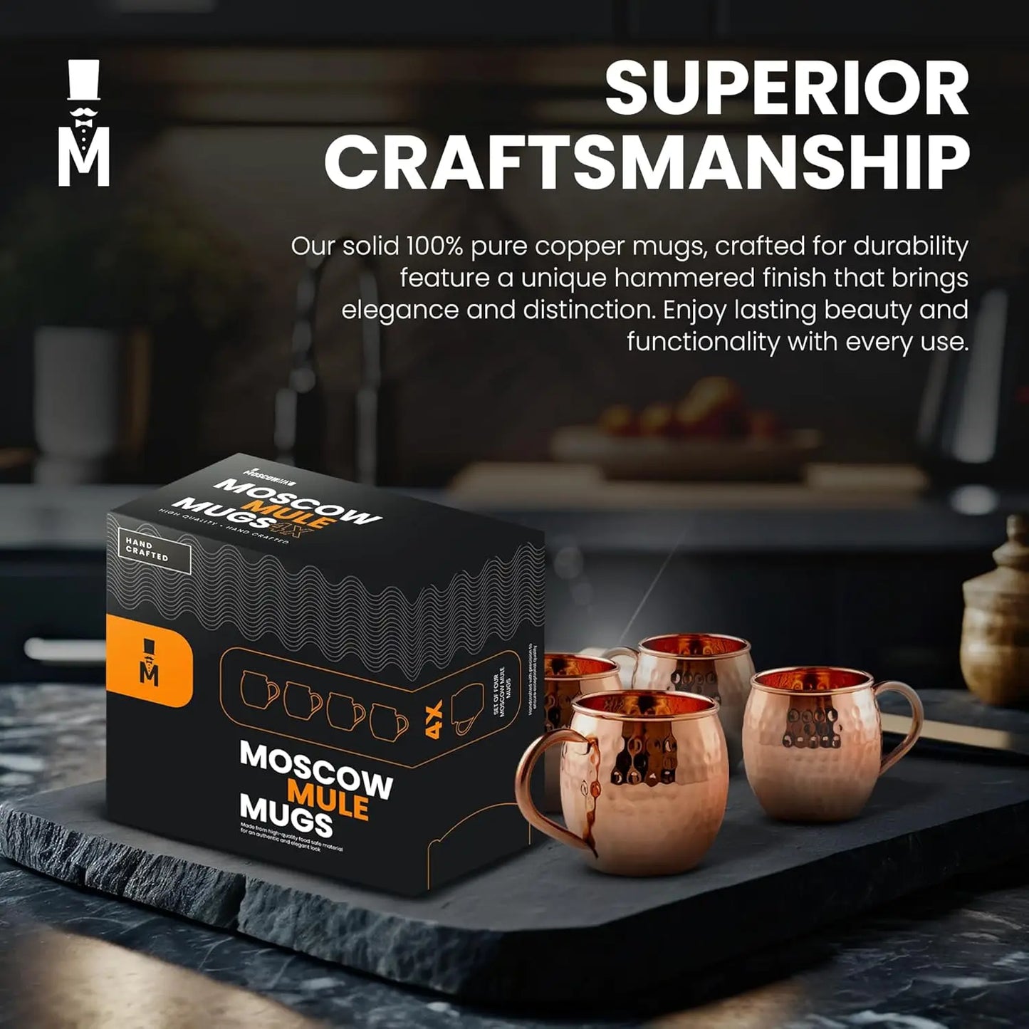 Set of 4 Copper Moscow Mule Mugs
