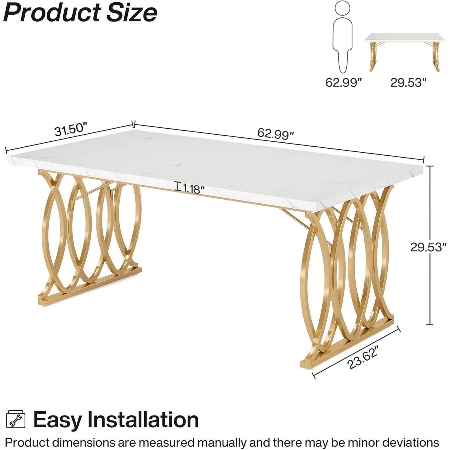 63" Large Modern Dining Table