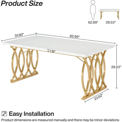 63" Large Modern Dining Table