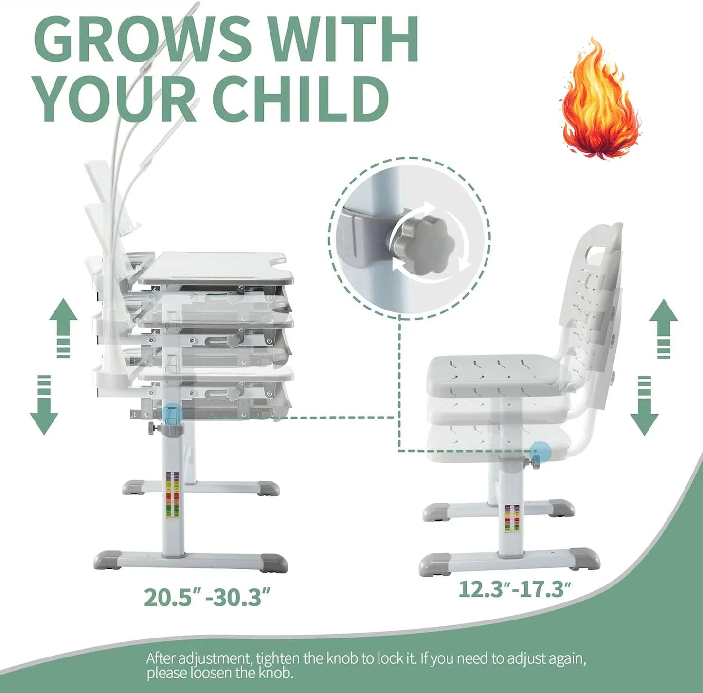 Kids Functional Desk and Chair Set