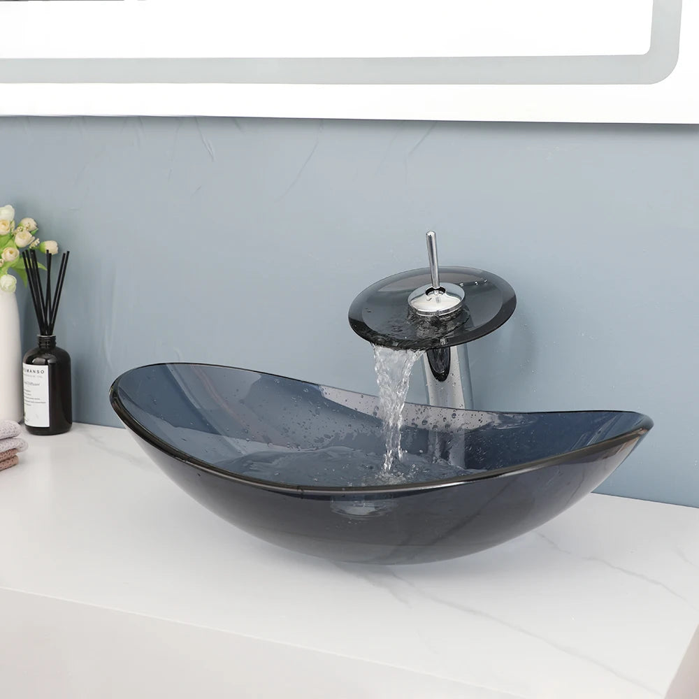 Above-Counter Sink with Waterfall Faucet