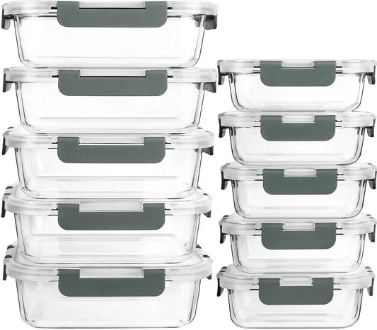 10-Pack Glass Containers with Lids