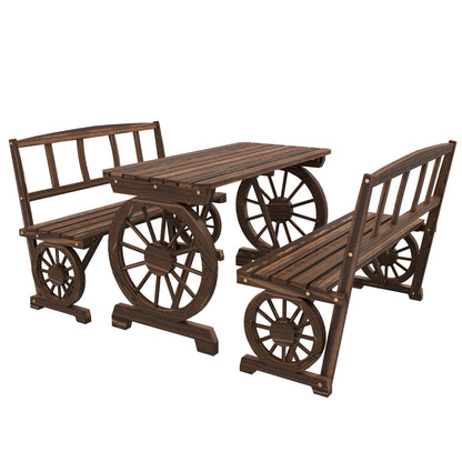 Patio Dining W/ Carriage Wheels Design