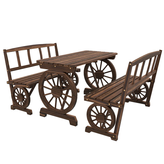 Patio Dining W/ Carriage Wheels Design