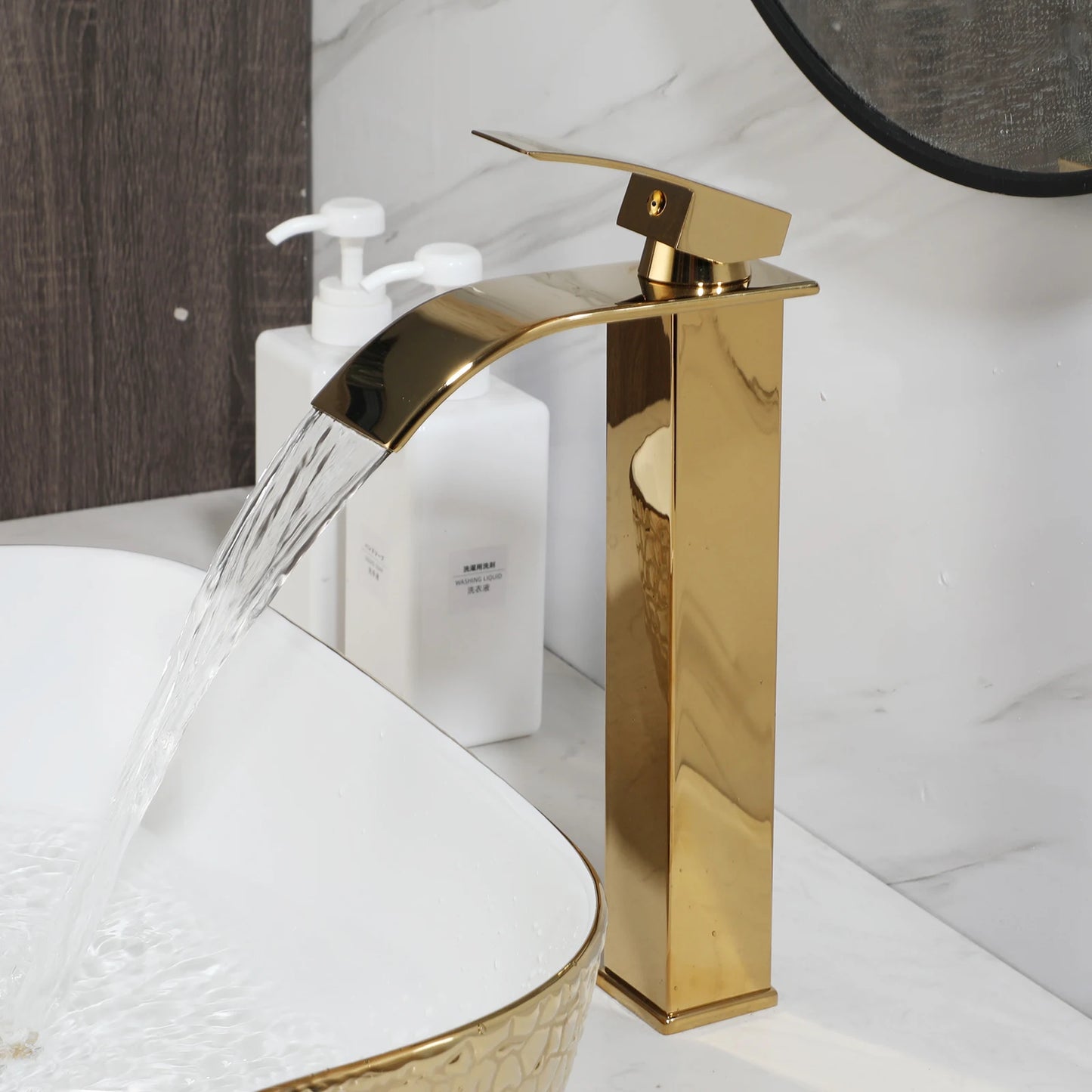 Gold & White Ceramic Vessel Above-Counter Sink