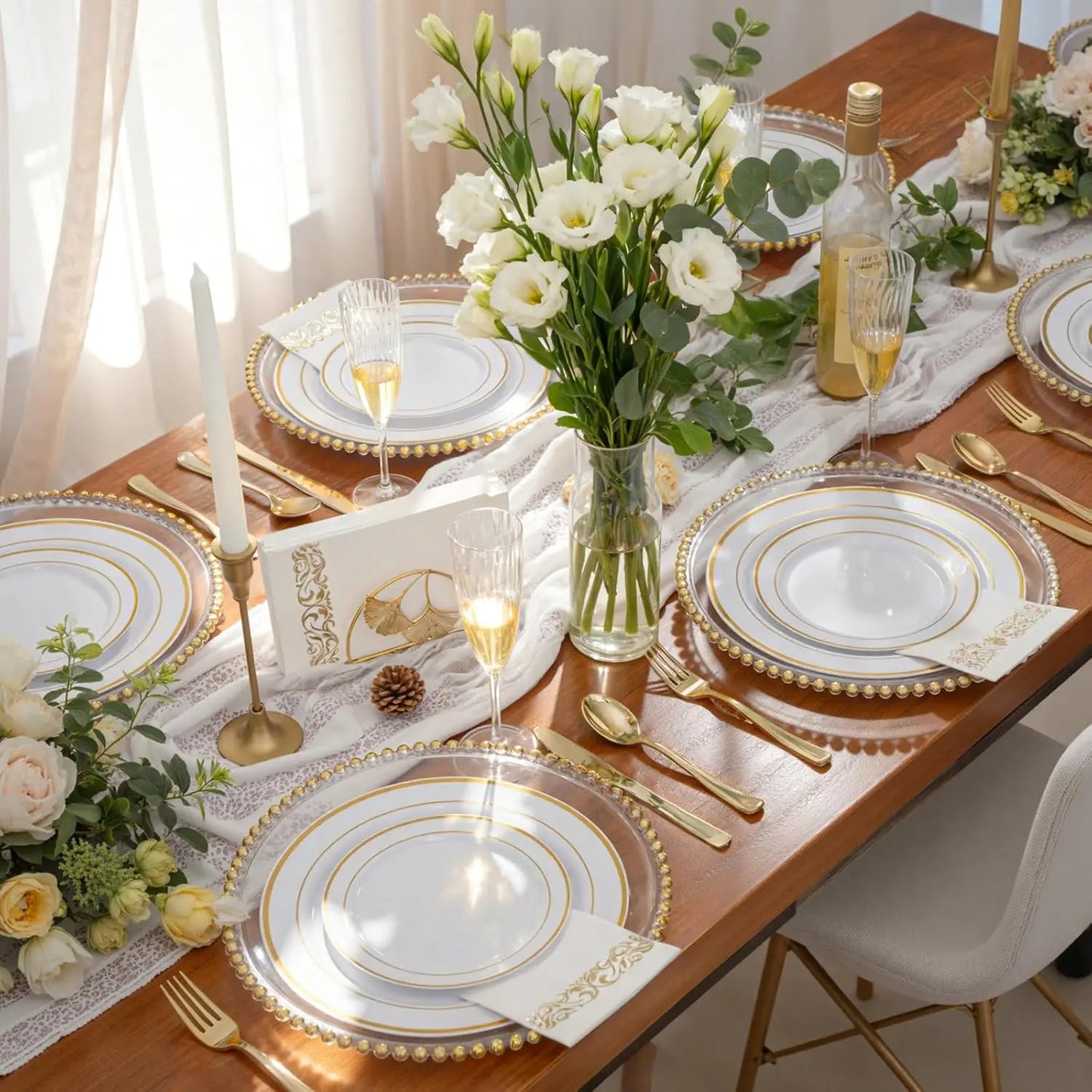 300-Piece Gold Plastic Silverware Set