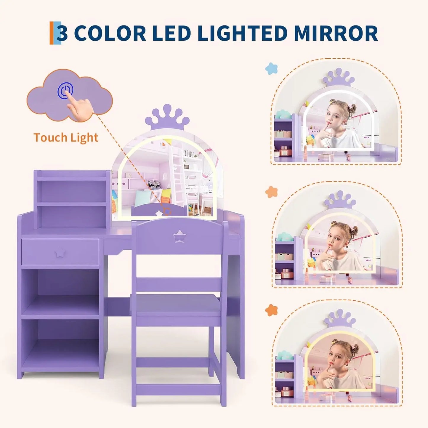 Princess Vanity with Lighted Mirror