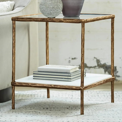 Antique Brass Finish Accent Table