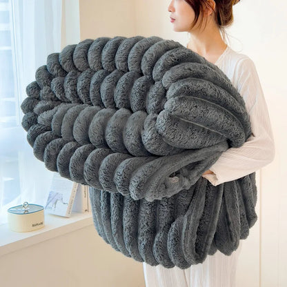 Wide Striped Flannel Multifunctional Blanket