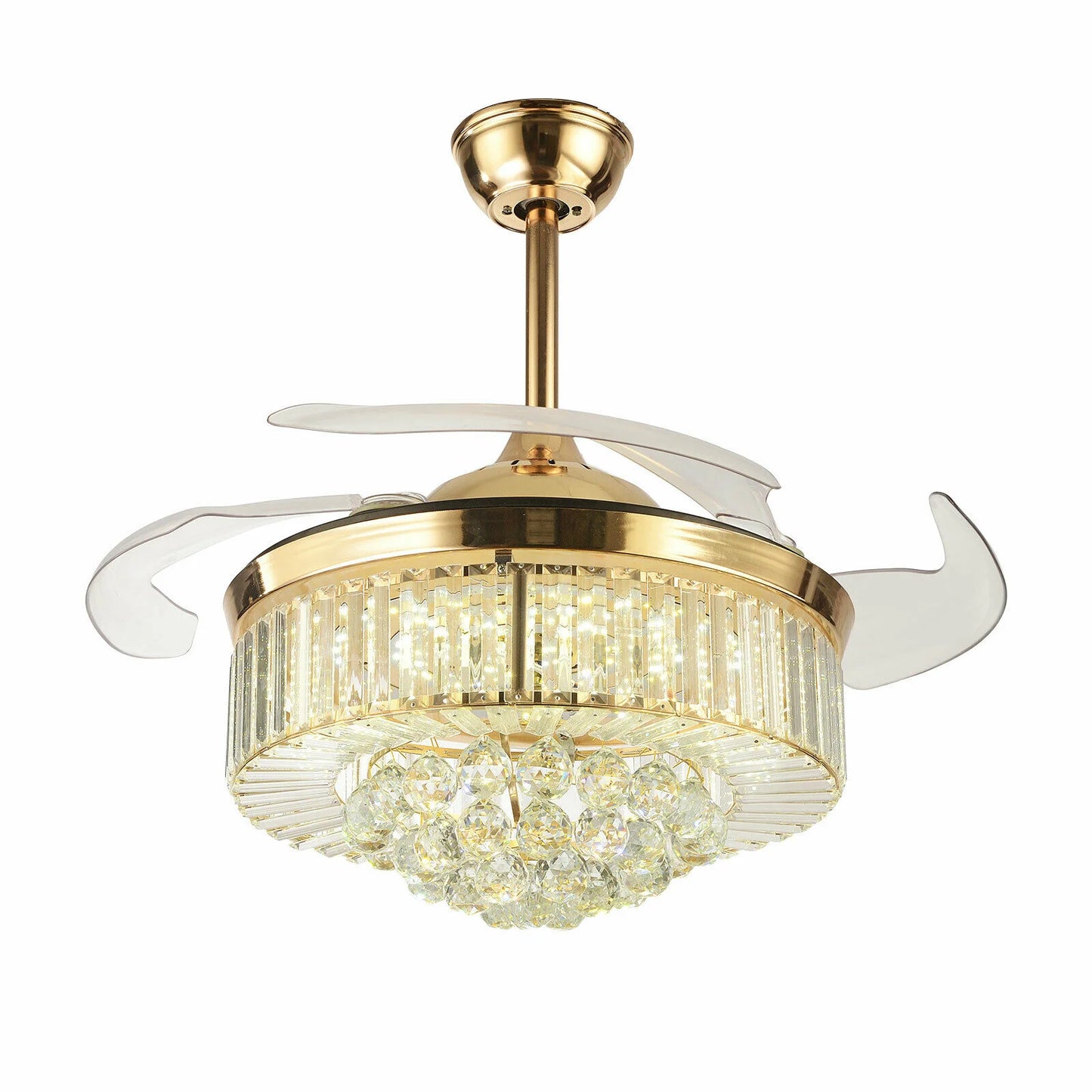 Ceiling Fan and Crystal Retractable Chandelier