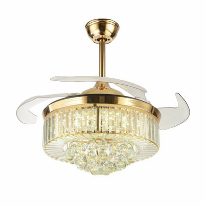 Ceiling Fan and Crystal Retractable Chandelier