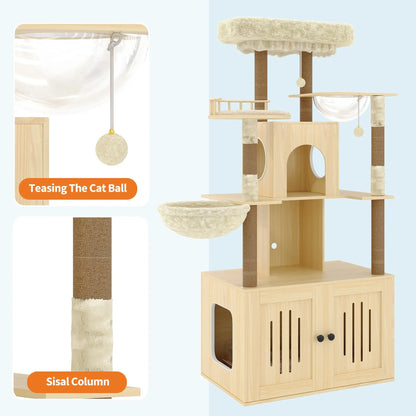Cat Tree With Litter Box Enclosure