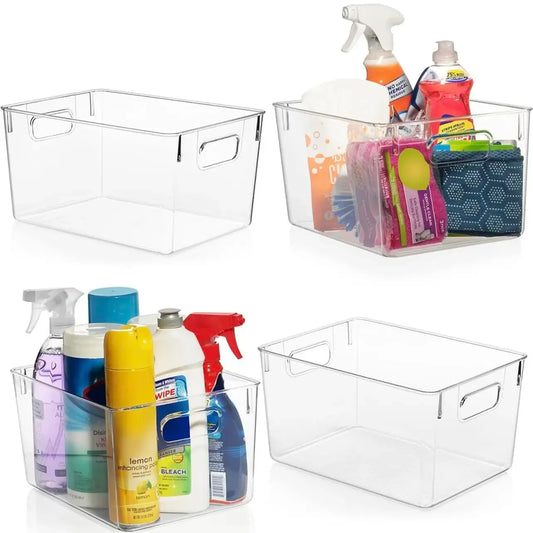 4 Pack Clear Plastic Storage Bins