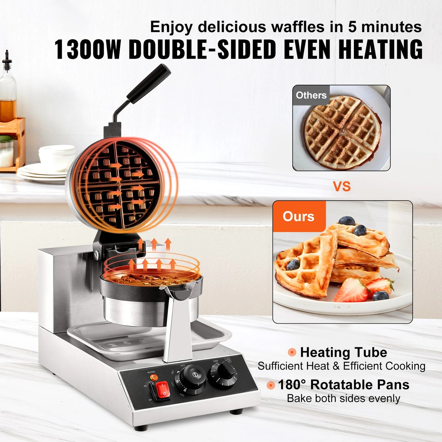 Stainless Steel Round Waffle Iron