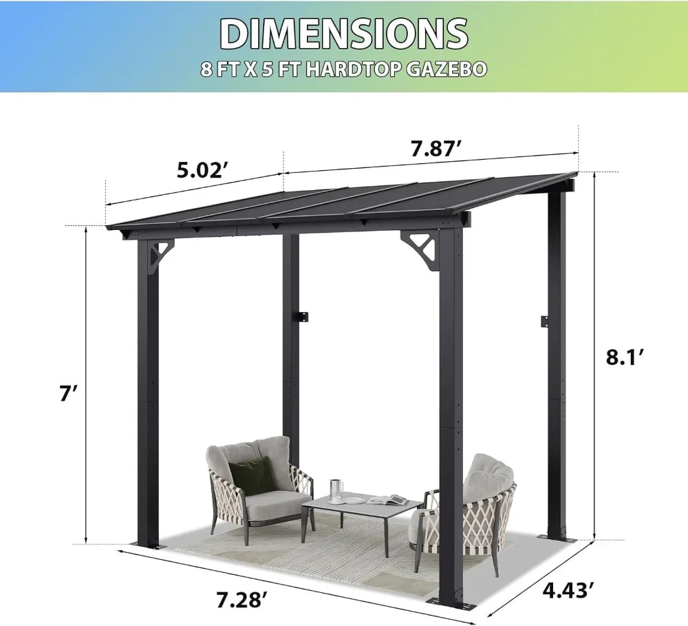 8x5 ft Wall Mounted Gazebo