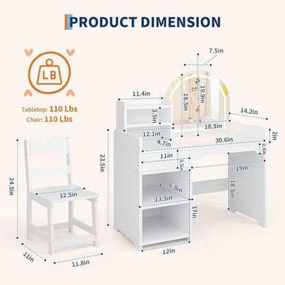 Princess Makeup Vanity Desk & Chair Set