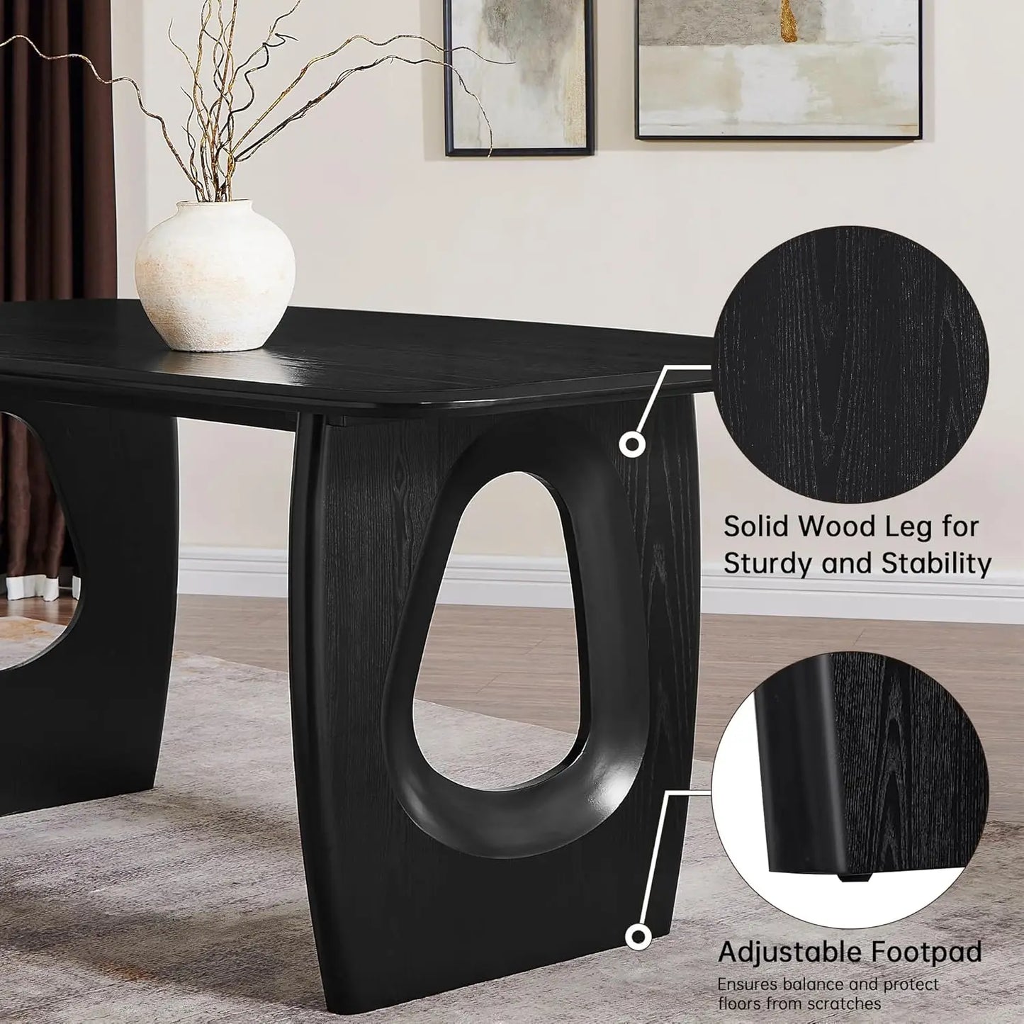 Modern Rectangular Dining Table with Pedestal Base
