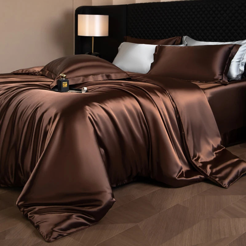 Silk Bed Sheets Set with Duvet Cover