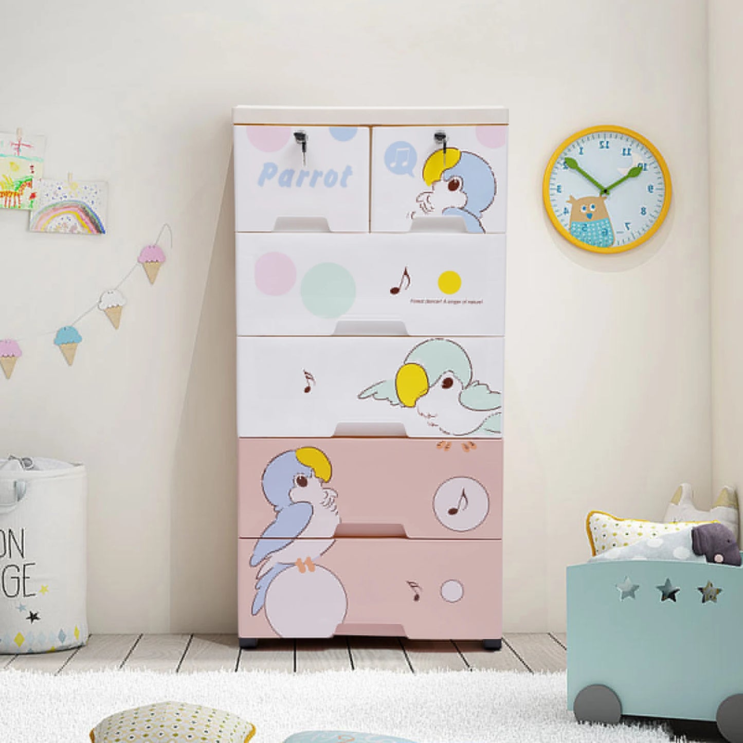 Rolling Plastic Dresser Storage Cabinet