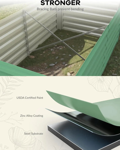 8x4x2 ft Galvanized Raised Garden Bed