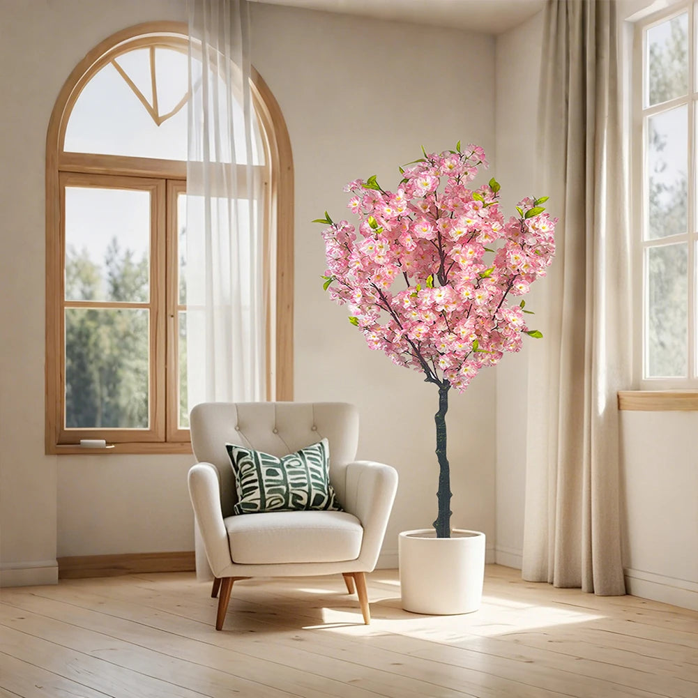 Tall Potted Faux Cherry Blossom Tree