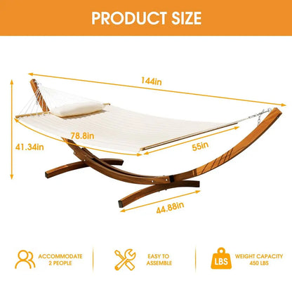2 Person Cotton Fabric Hammock with Stand
