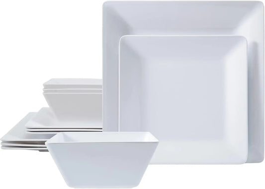 12-Piece Square Dinnerware Set for 4