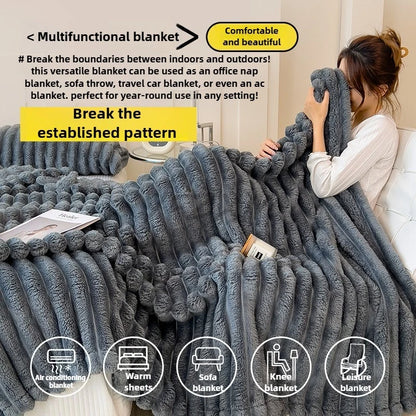 Wide Striped Flannel Multifunctional Blanket