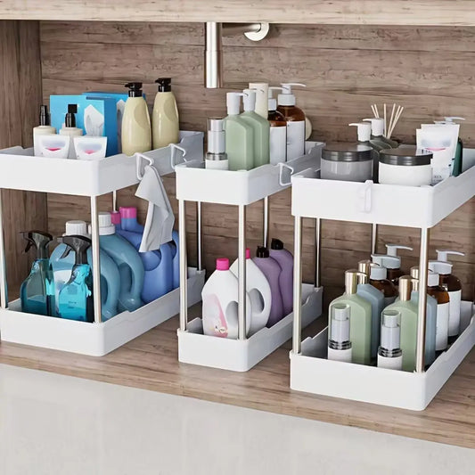 Under Sink Organizers or Countertop Storage Racks
