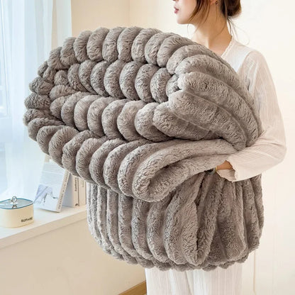 Wide Striped Flannel Multifunctional Blanket