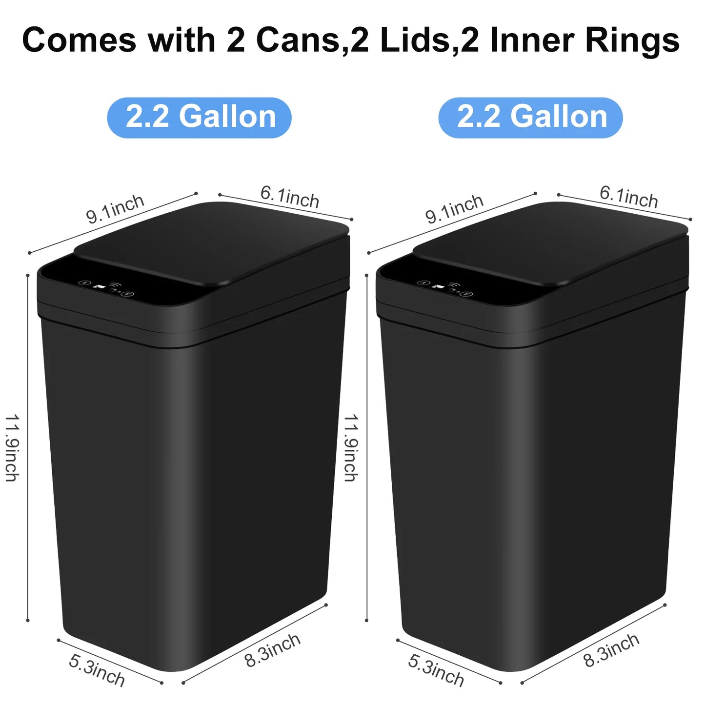 2 Pack 12L  Automatic Trash Can Touchless