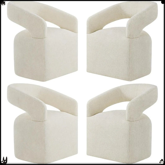 4-PC Upholstered Dining Chairs, Beige