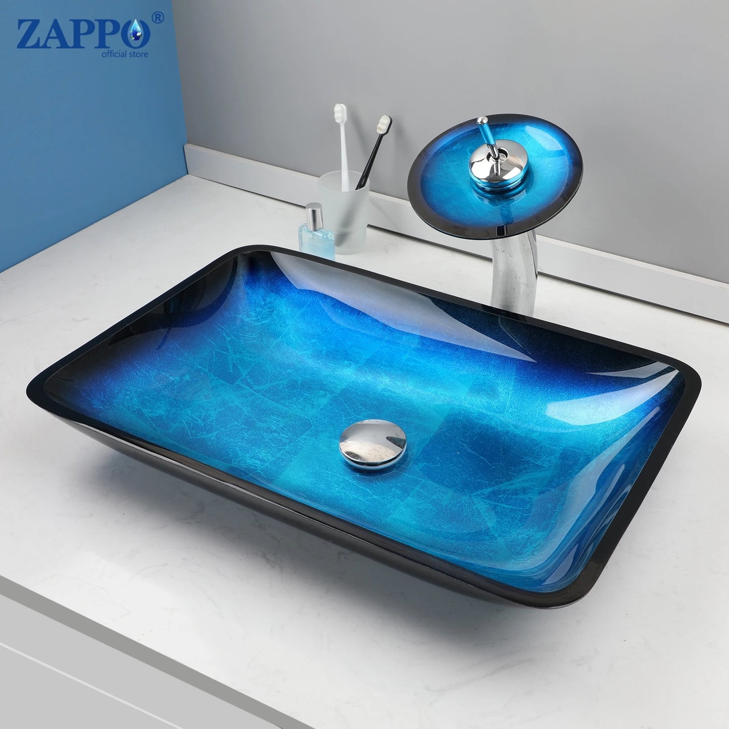 Bathroom Vessel Sink with Waterfall