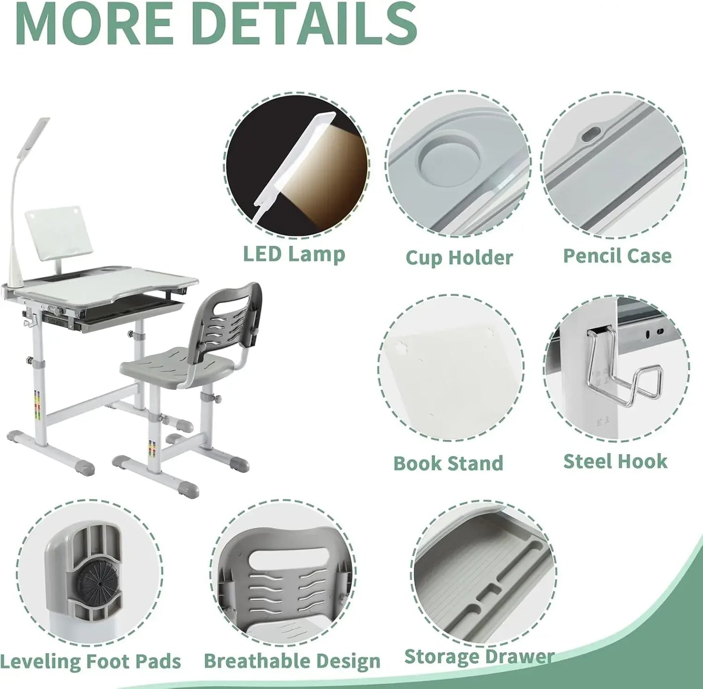 Kids Functional Desk and Chair Set
