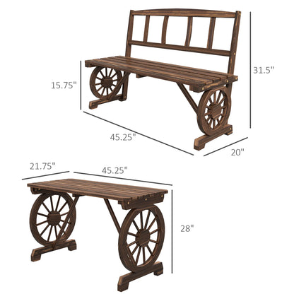 Patio Dining W/ Carriage Wheels Design