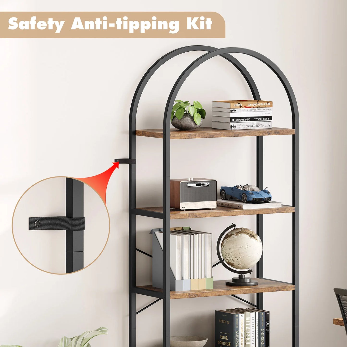 5-Tier Arched Bookshelf