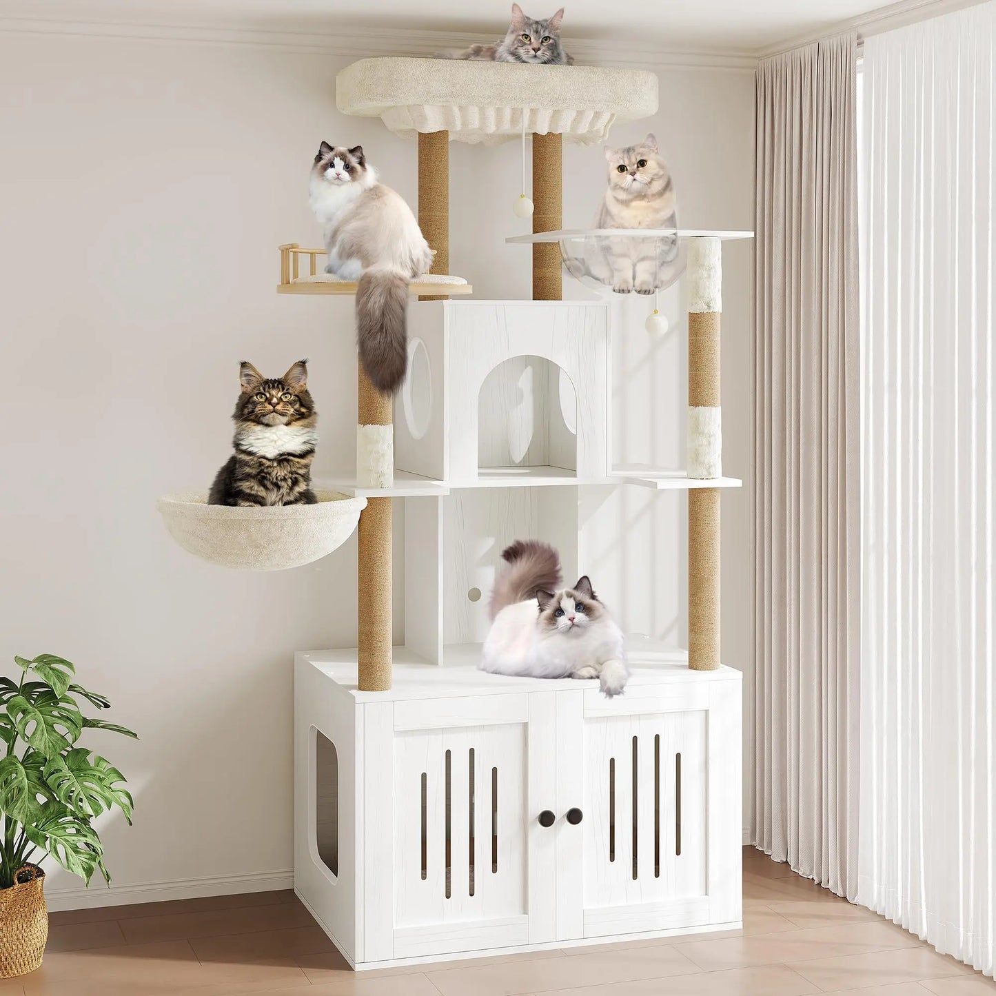 Cat Tree With Litter Box Enclosure