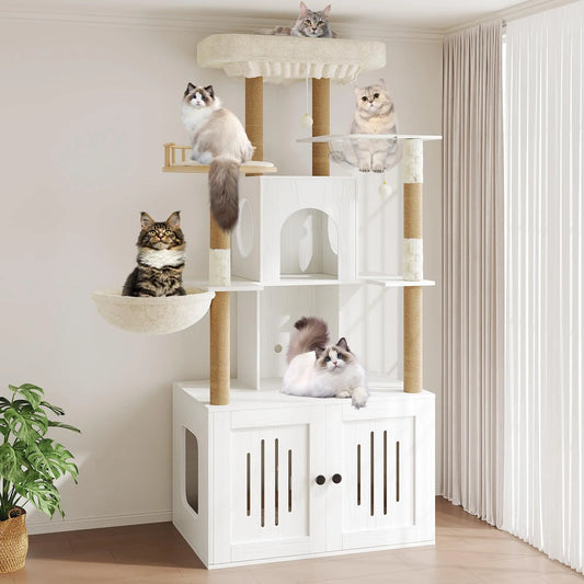 Cat Tree With Litter Box Enclosure