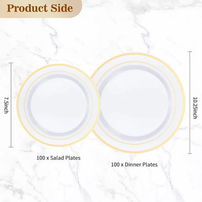 200-pc Gold Disposable Party Plates