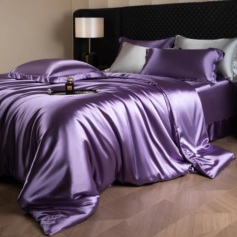 Silk Bed Sheets Set with Duvet Cover
